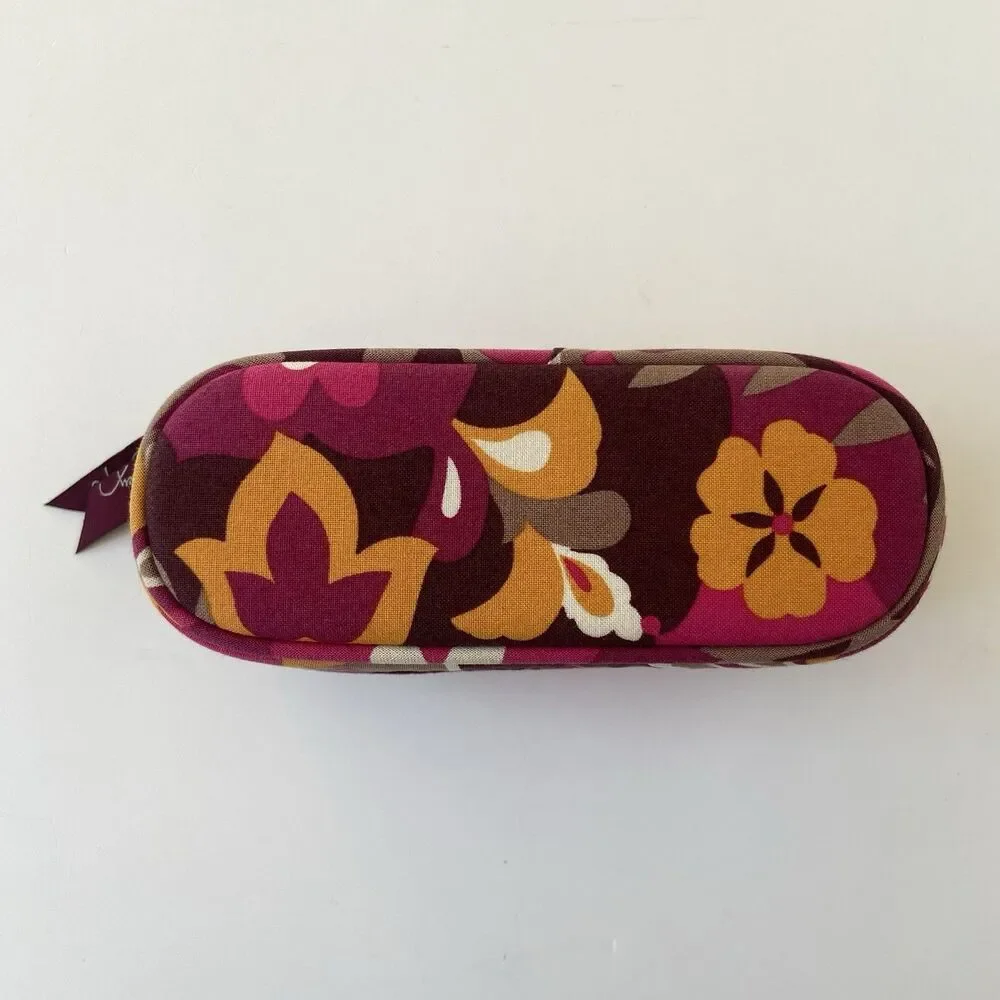 Vera Bradley Zip Top Eyeglass Sunglasses Case “Carnaby” RETIRED Pink/Brown